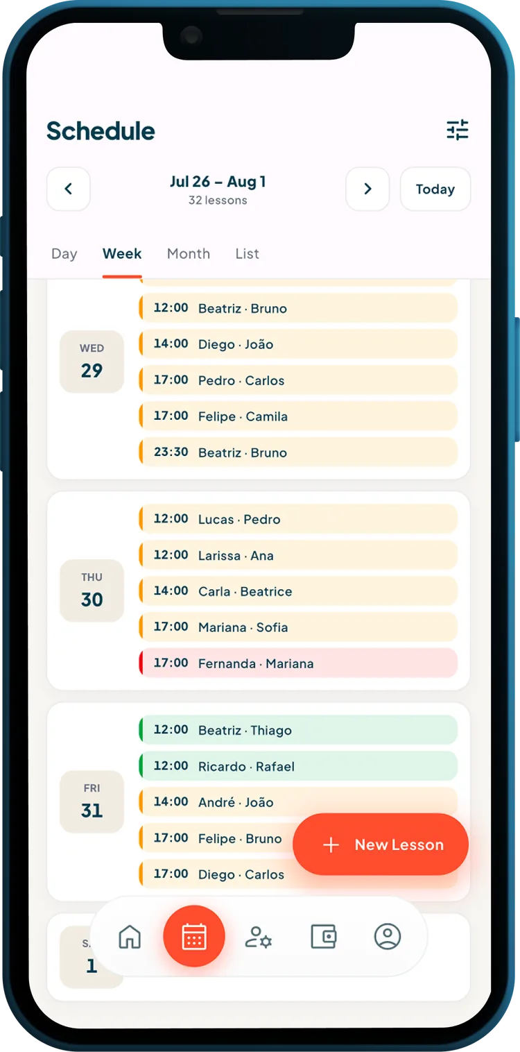 Schedule in week view
