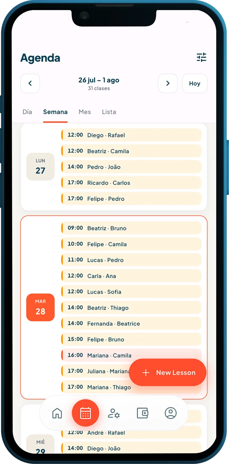 Agenda en vista semanal