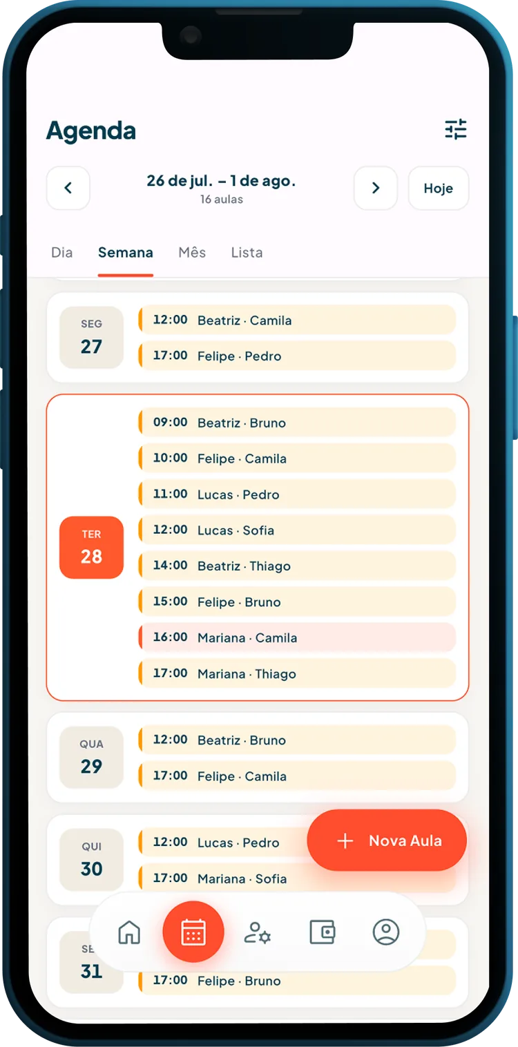 Agenda na vista semanal