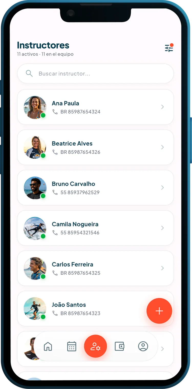 Lista de instructores de la escuela